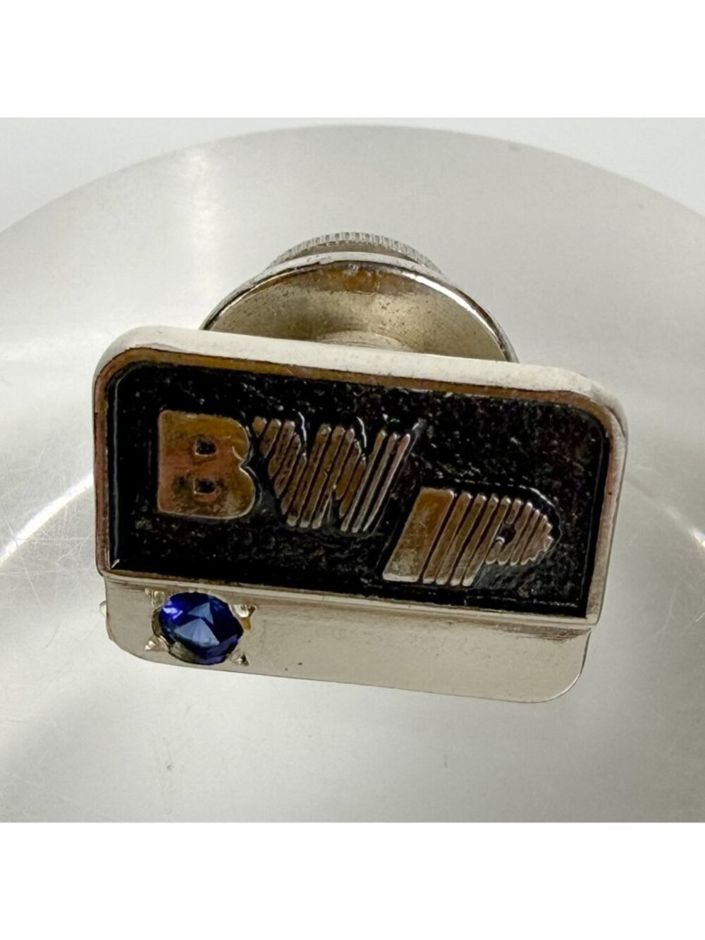 Vtg BWP Burbank Water Power Sterling Silver Sapphire Employee Tie Tack Pinback
